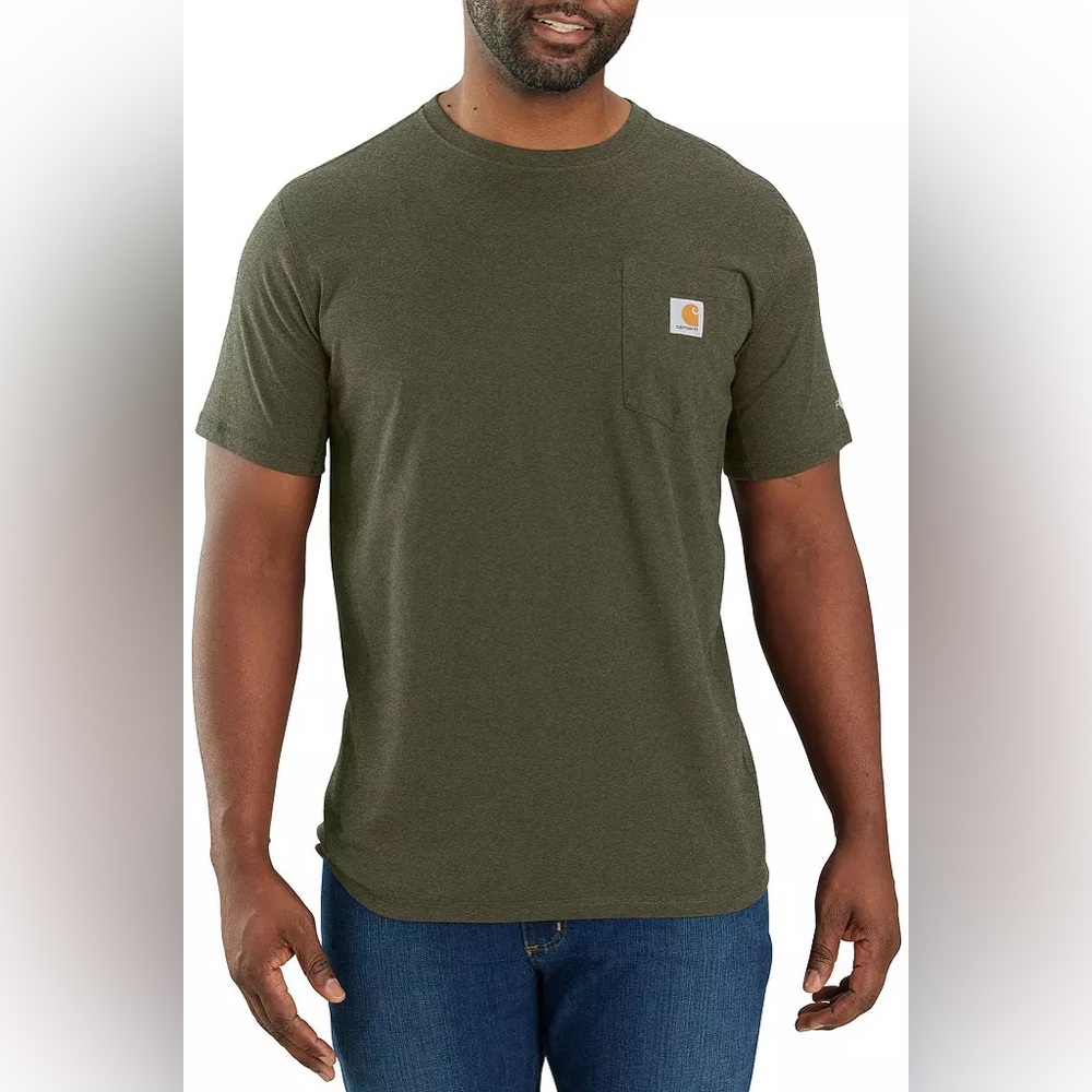 NWT Carhartt Cotton Olive Green Short Sleeve Tee - Loose Fit Casual Work Wear